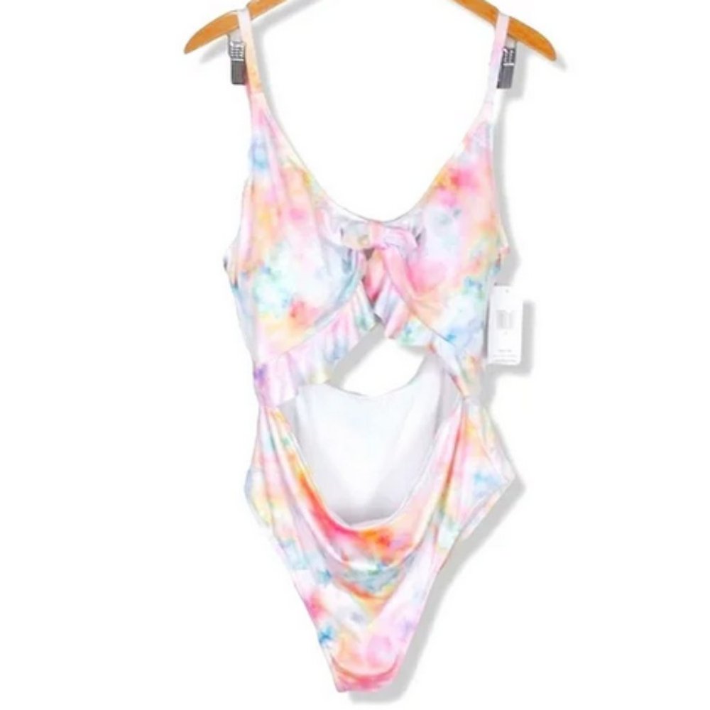 NWT Hurley One-Piece Cut Out Tie Dye Lined Swimsuit - Picture 2 of 9